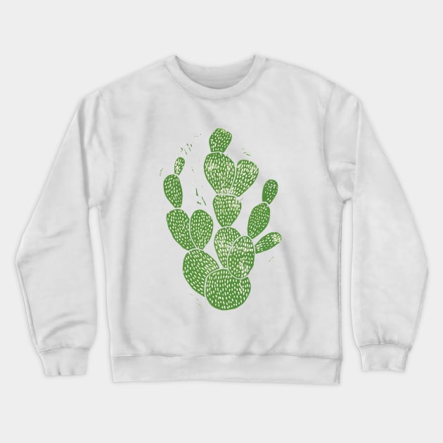 Linocut Cactus #1 Crewneck Sweatshirt by BiancaGreen